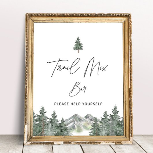 Berg Winter Baby Shower Trail Mix Bar Bord Poster