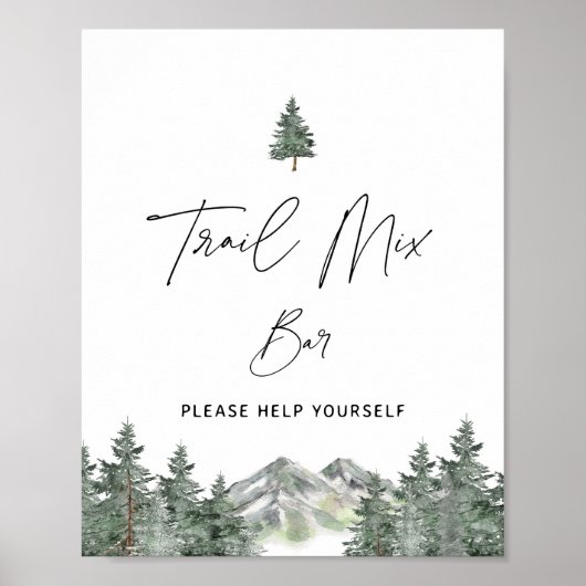 Berg Winter Baby Shower Trail Mix Bar Bord Poster (Voorkant)