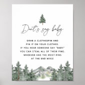 Berg Winter Baby Shower Zeg Niet Baby Spel Poster (Voorkant)