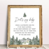 Berg Winter Baby Shower Zeg Niet Baby Spel Poster