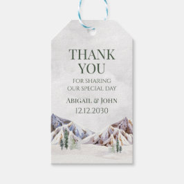 Berg Winter Besneeuwde Bos Bruiloft Dank Je Cadeaulabel