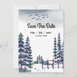 Berg Winter Bruiloft Kaart Save the Date
