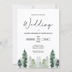 Berg Winter Elegante Trouw Uitnodiging
