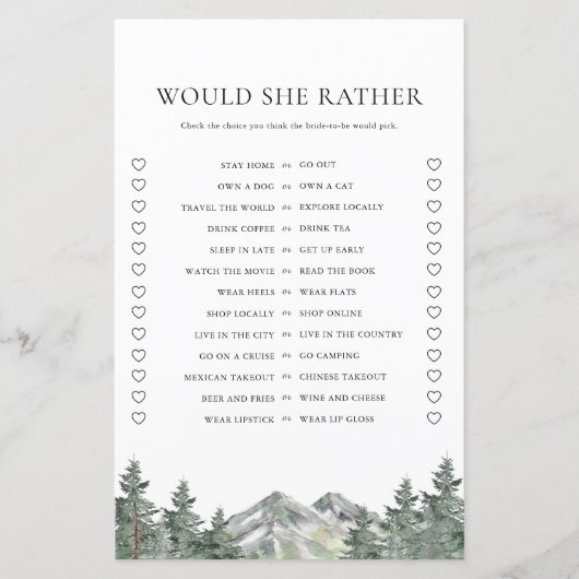 Berg Would She Rather Bruidsfeest Spel (Voorkant)