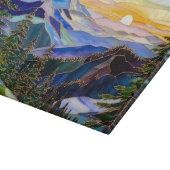 Berg Zonsondergang Glas Snijplank Decoratie (Hoek)