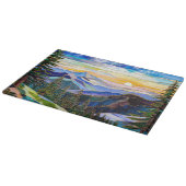 Berg Zonsondergang Glas Snijplank Decoratie (Hoek)