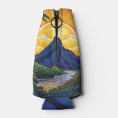 Berg, zonsopgang, eiland, tropisch, floreel, flesjeskoeler (Achterkant)