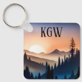 Berg Zonsopgang Monogram Sleutelhanger (Voorkant)