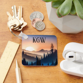 Berg Zonsopgang Monogram Sleutelhanger