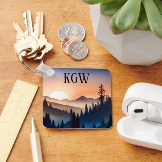 Berg Zonsopgang Monogram Sleutelhanger (Bureau)