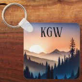 Berg Zonsopgang Monogram Sleutelhanger (Voorkant)