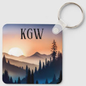 Berg Zonsopgang Monogram Sleutelhanger (Achterkant)