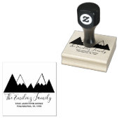 Berg Zwart Wit Script Familie Adres   Rubberstempel (Gestempeld)