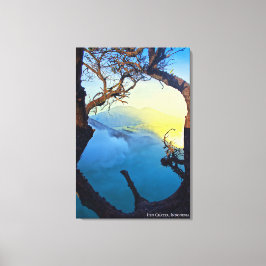 Berg Zwavel Blauwe Krater Landschap Reis Foto Canvas Afdruk
