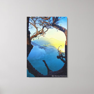 Berg Zwavel Blauwe Krater Landschap Reis Foto Canvas Afdruk