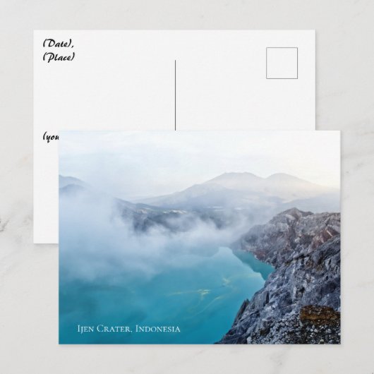 Berg Zwavel Krater Blauwe Vijver Mist Briefkaart (Voorkant / Achterkant)