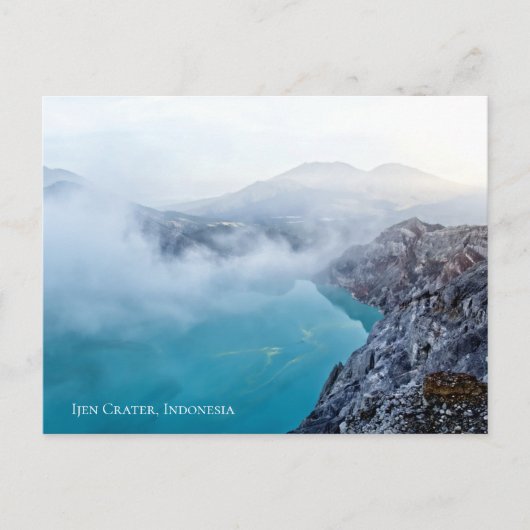 Berg Zwavel Krater Blauwe Vijver Mist Briefkaart (Voorkant)