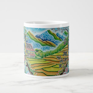 bergachtig batiklandschap grote koffiekop