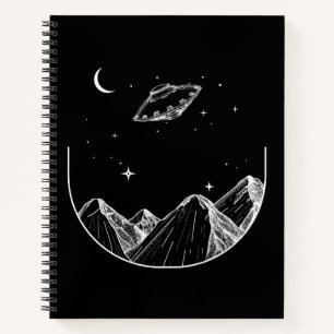 Bergachtige Nachtelijke Hemel UFO Notitieboek