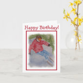 Bergaf de Gelukkige Verjaardag van de Skiër Kaart (Gele Bloem)