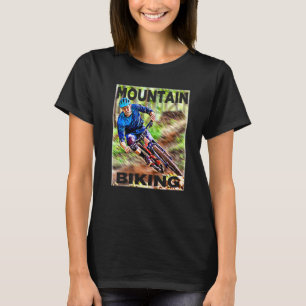 Bergafwaarts Mountainbiken Een Wielrenner Geïllust T-shirt