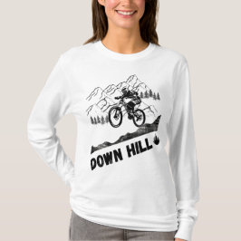 Bergafwaarts mountainbiken retro fietser t-shirt