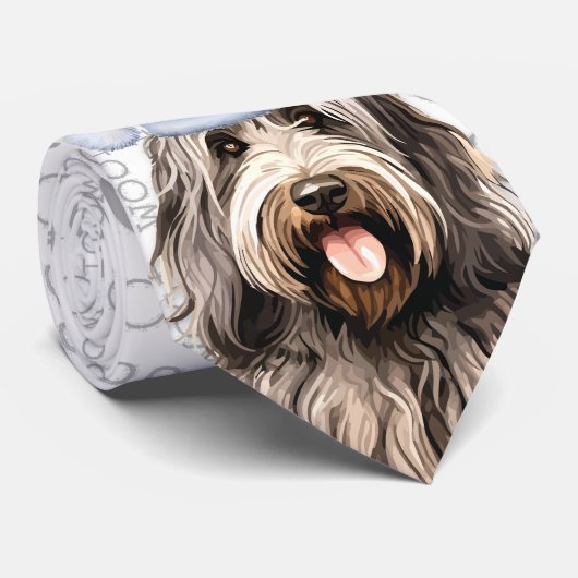 Bergamasco Funny Woof Christmas Hondenliefhebber Stropdas (Opgerold)