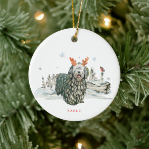 Bergamasco-herdershond Aquarel Hond   Monogram Keramisch Ornament