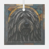 Bergamasco herdershond "Glas in lood" Glas Ornament (Voorkant)