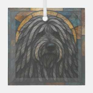 Bergamasco herdershond "Glas in lood" Glas Ornament