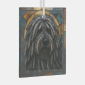 Bergamasco herdershond "Glas in lood" Glas Ornament (Voorkant Rechts)