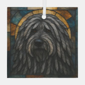Bergamasco herdershond "Glas in lood" Glas Ornament (Achterkant)