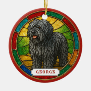Bergamasco-herdershond keramische cirkelvormige ke keramisch ornament