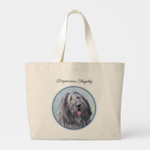 Bergamasco Herdershond Schilderij Mooie Hond Kunst Grote Tote Bag