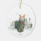 Bergamasco herdershond Waterverf | Monogram Keramisch Ornament (Links)