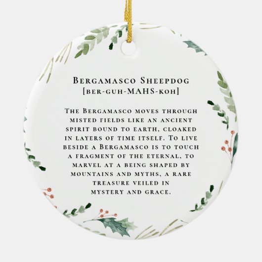 Bergamasco herdershond Waterverf | Monogram Keramisch Ornament (Achterkant)