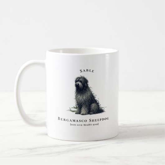 Bergamasco herdershond Waterverf | Monogram Koffiemok (Links)