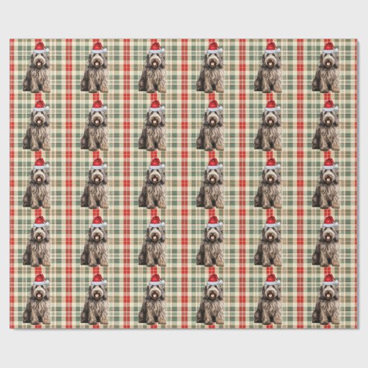 Bergamasco Hond en Vakantie Geplaagd Kerstmis Cadeaupapier (Vlak)