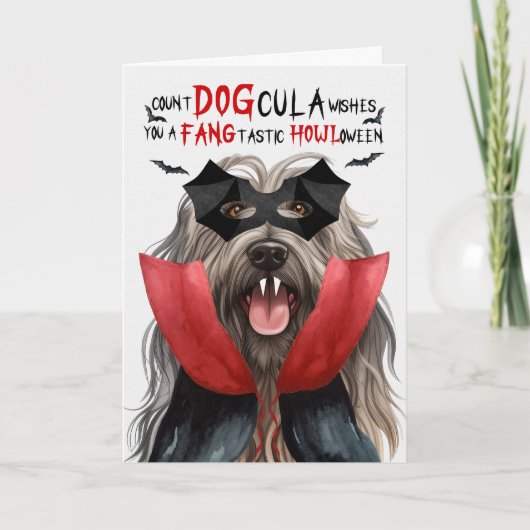 Bergamasco Hond Grappig Count DOGcula Halloween Feestdagen Kaart (Voorkant)