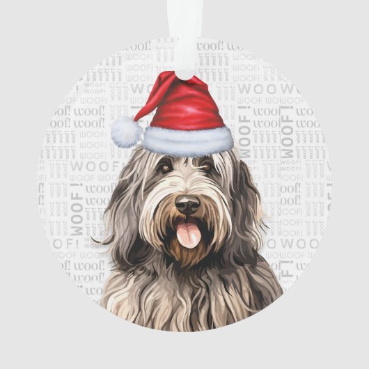 Bergamasco Naam van de hond en foto Kerstmis Ornament (achterkant)