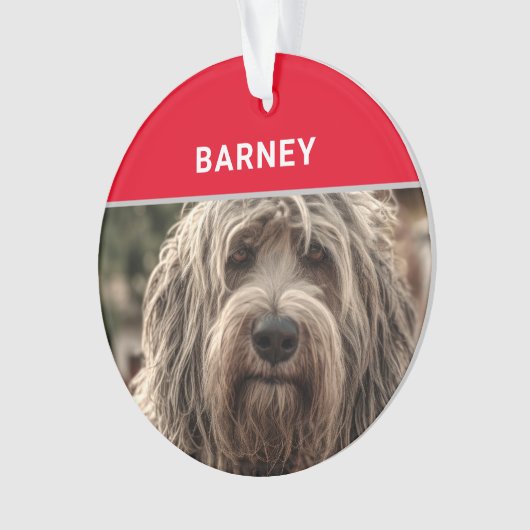 Bergamasco Naam van de hond en foto Kerstmis Ornament (voorkant)