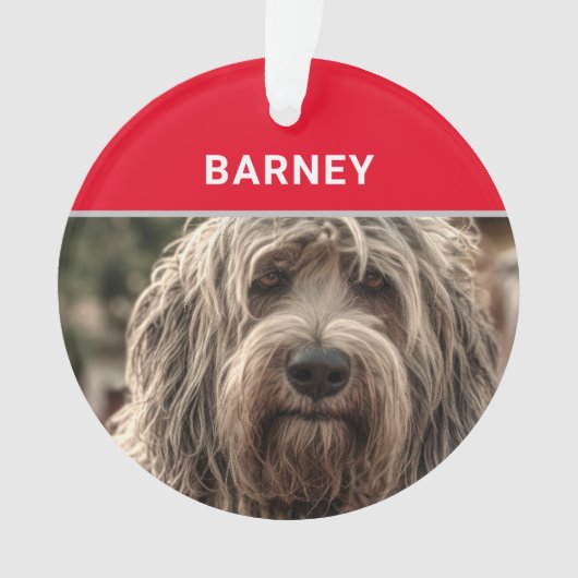 Bergamasco Naam van de hond en foto Kerstmis Ornament (voorkant)