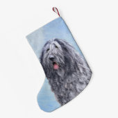 Bergamasco Sheepdog Painting - Cute Original Dog A Kleine Kerstsok (Achterkant (Hangend))