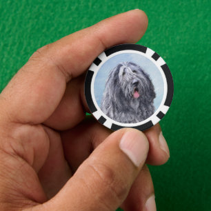 Bergamasco Sheepdog Painting - Cute Original Dog A Poker Chips