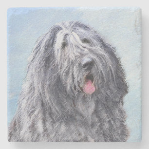 Bergamasco Sheepdog Painting - Cute Original Dog A Stenen Onderzetter