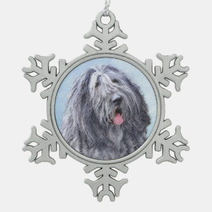 Bergamasco Sheepdog Painting - Cute Original Dog A Tin Sneeuwvlok Ornament