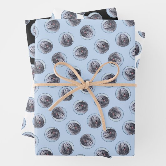 Bergamasco Sheepdog Shepherd Schilderen Schattigee Inpakpapier Vel (In situ)