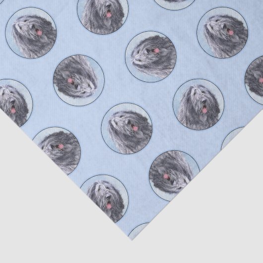 Bergamasco Sheepdog Shepherd Schilderen Schattigee Tissuepapier (Detail)