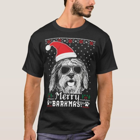 Bergamasco Shepherd Merry Barkmas Christmas T-shirt (Voorkant)