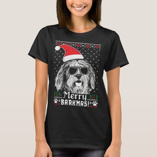 Bergamasco Shepherd Merry Barkmas Christmas T-shirt (Voorkant)